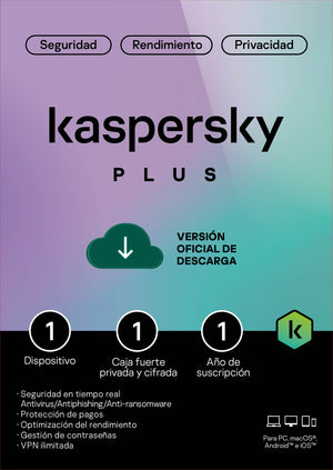 Kaspersky plus 1 dispositivo 1 año
